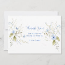 Dusty Blue Fleur sauvage Mariage Merci Cartes
