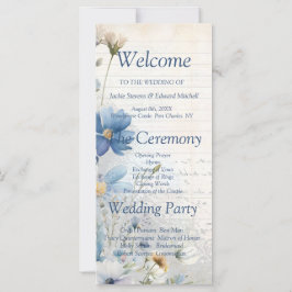 Dusty Blue Fleur sauvage Wedding Programme
