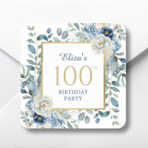 Dusty Blue Floral 100. Geburtstag Gefallen