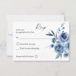 Dusty Blue Floral 2 mündlich RSVP Karte