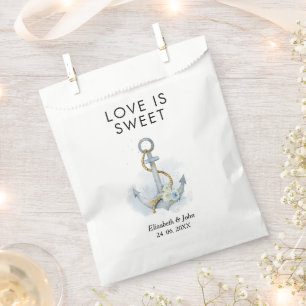 Dusty Blue Floral Anchor Gastgeschenk Hochzeit Bag Geschenktütchen