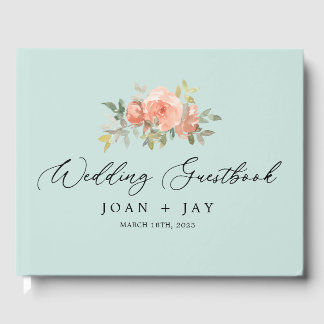 Dusty Blue Floral Anspruchsvolles elegantes Gästeb Gästebuch