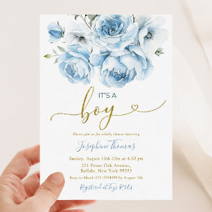 Dusty Blue Floral arch Es ist eine Baby-Dusche Einladung