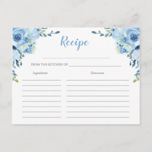 Dusty Blue floral argent nuptiale carte de recette