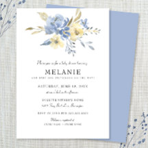 Dusty Blue Floral Baby Dusche Einladung