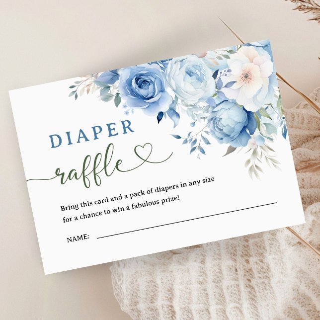 Dusty Blue Floral Baby Dusche Windelwanne Windelwa Begleitkarte (Von Creator hochgeladen)