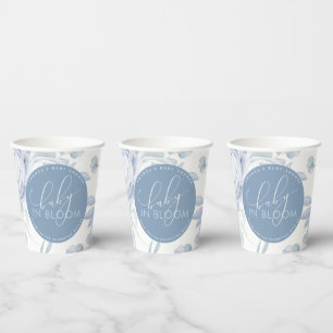 Dusty Blue Floral Baby in Bloom Baby Shower Pappbecher