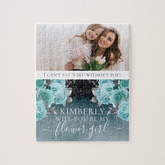 Dusty Blue Floral Be My Flower Girl (Vertikal)