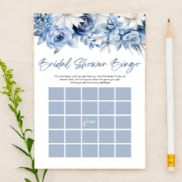 Dusty Blue Floral Bingo Brautparty Game Briefpapier