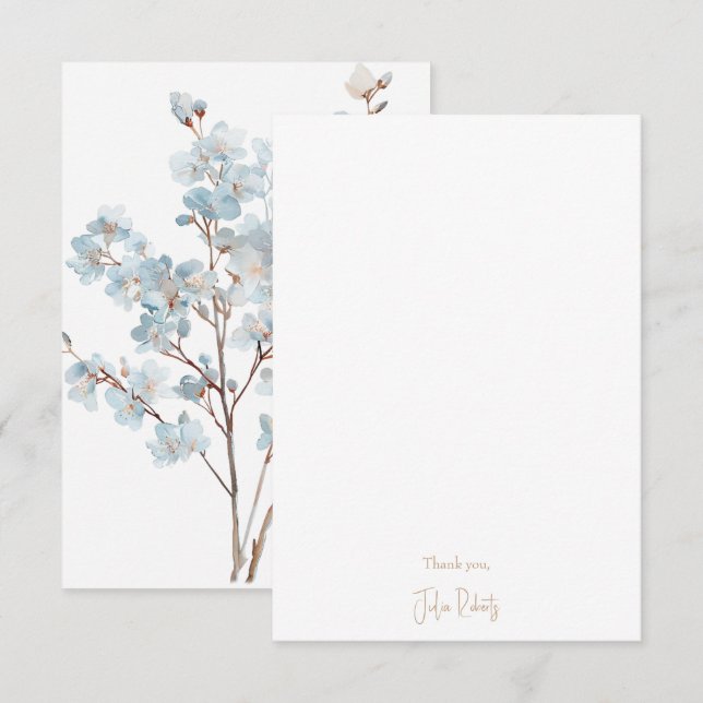 Dusty Blue Floral Blank Vielen Dank Dankeskarte (Vorne/Hinten)