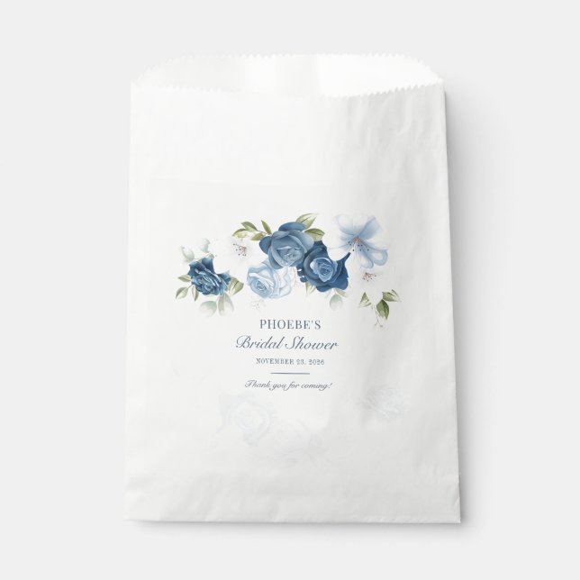 Dusty Blue Floral Bloom Eukalyptus Sukkulent Geschenktütchen (Vorderseite)