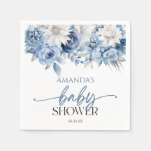Dusty Blue Floral Blume Babydusche