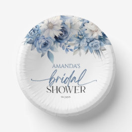 Dusty Blue Floral Blume Brautparty Pappteller