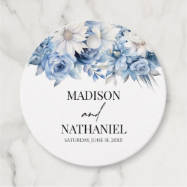 Dusty Blue Floral Blume Garden Wedding Geschenkanhänger