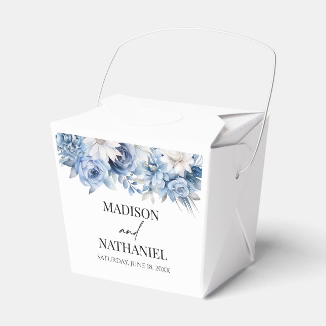 Dusty Blue Floral Blume Garden Wedding Geschenkschachtel (Vorderseite)
