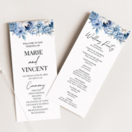 Dusty Blue Floral Blume Garden Wedding Programm