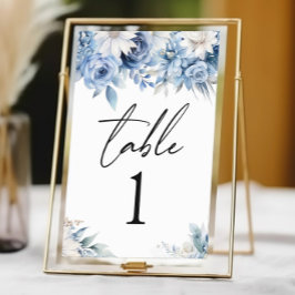 Dusty Blue Floral Blume Garden Wedding Tischnummer