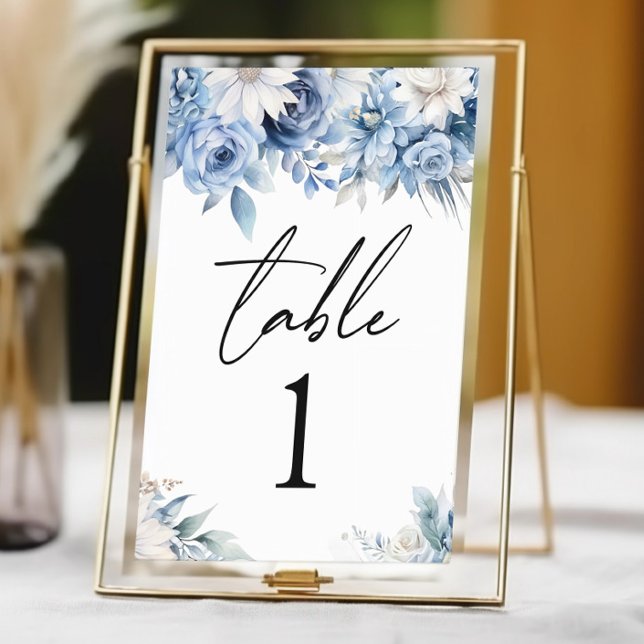 Dusty Blue Floral Blume Garden Wedding Tischnummer (Von Creator hochgeladen)