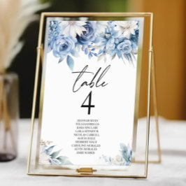 Dusty Blue Floral Blume Garden Wedding Tischnummer