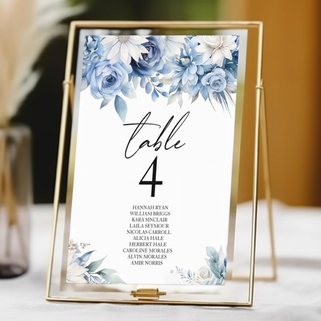 Dusty Blue Floral Blume Garden Wedding Tischnummer (Von Creator hochgeladen)