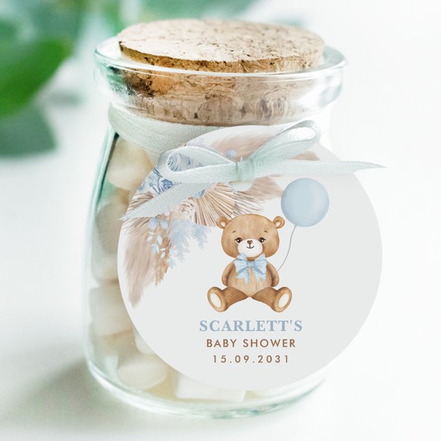 Dusty Blue Floral Boho Teddy Bear Baby Dusche Geschenkanhänger (Von Creator hochgeladen)