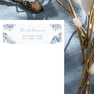Dusty Blue Floral Bow Baby Dusche Rücksendeadresse