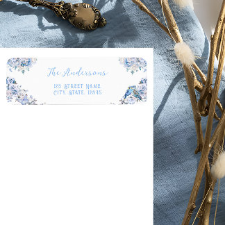 Dusty Blue Floral Bow Baby Dusche Rücksendeadresse