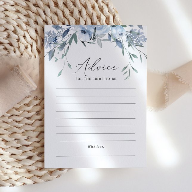 Dusty Blue Floral Brautparty Advice Card Einladung (Von Creator hochgeladen)