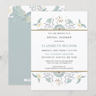 Dusty Blue Floral Brautparty Einladung