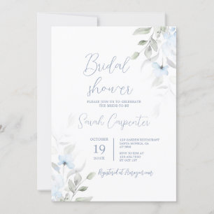 Dusty Blue Floral Brautparty Einladung