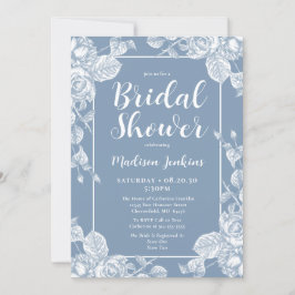 Dusty Blue Floral Brautparty Einladung