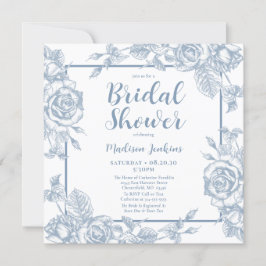 Dusty Blue Floral Brautparty Einladung