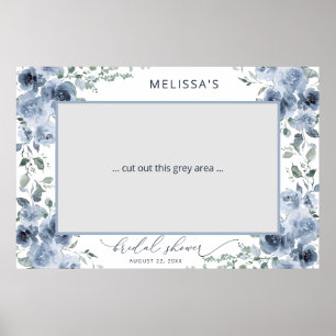 Dusty Blue Floral Brautparty Foto Booth Poster