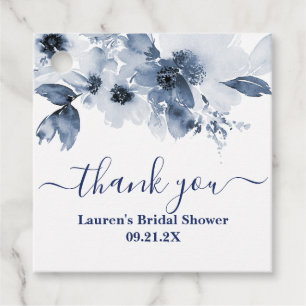 Dusty Blue Floral Brautparty Gefälligetags Geschenkanhänger