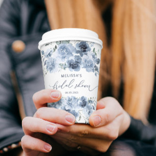 Dusty Blue Floral Brautparty Pappbecher