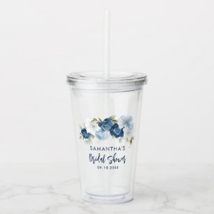 Dusty Blue Floral Brautparty Personalisiert Acryltrinkbecher