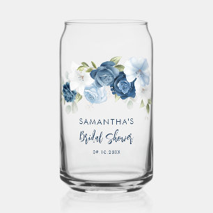Dusty Blue Floral Brautparty Personalisiert Dosenglas