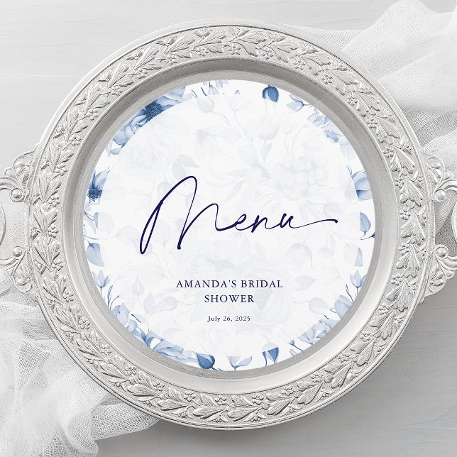 Dusty Blue Floral Bridal Shower Menu (Créateur téléchargé)