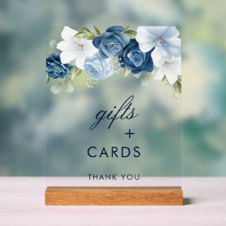 Dusty Blue Floral Cadeaux et Cartes Mariage