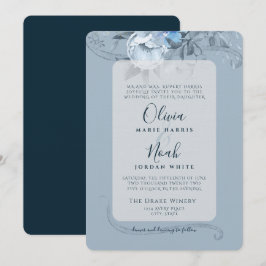 Dusty Blue Floral Calligrafy Watercolor Einladung