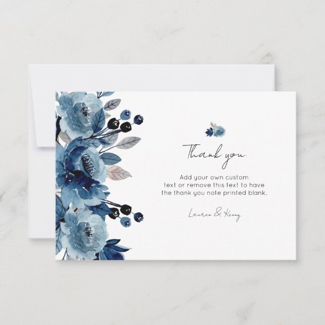 Dusty blue floral Danke Cards (Vorderseite)