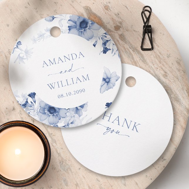 Dusty Blue Floral "Danke" Geschenkanhänger (Von Creator hochgeladen)