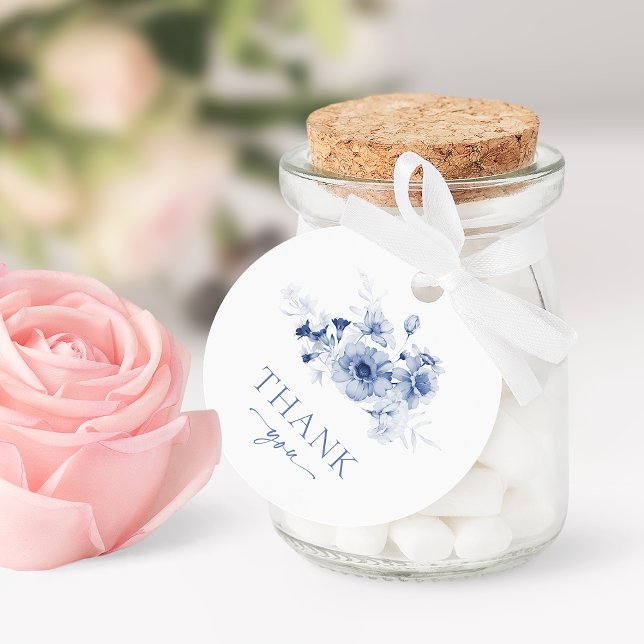 Dusty Blue Floral "Danke" Geschenkanhänger (Von Creator hochgeladen)