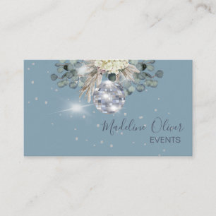 Dusty Blue Floral Diskothek Ball Events Planer Visitenkarte