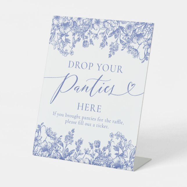 Dusty Blue Floral Drop Ihre Panties Hier Spielezei Sockelschild (Vorderseite)