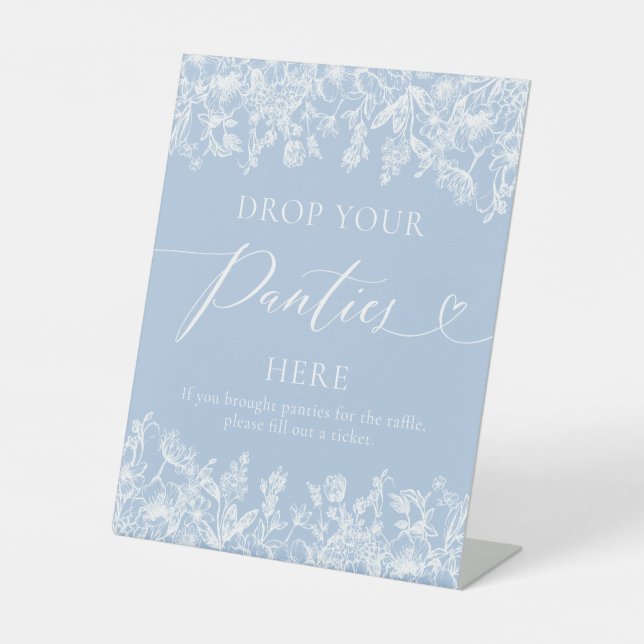 Dusty Blue Floral Drop Ihre Panties Hier Spielezei Sockelschild (Vorderseite)