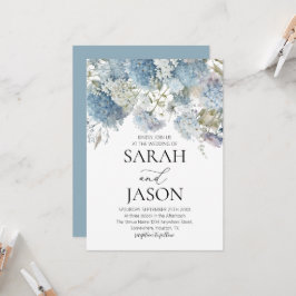 Dusty Blue Floral Einladung