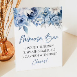 Dusty Blue Floral Elegant Modernes Mimosa Bar Sockelschild