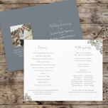 Dusty Blue Floral Elegant Wedding Ceremony Program<br><div class="desc">Floral greenery traditional wedding ceremony program with elegant calligraphy. this design features a wedding ceremony dusty blue program, order of service simple floral, minimalist botanical greenery flowers, minimal calligraphy script typography, modern calligraphy script font, traditional formal church ceremony, minimalist text script, foliage folding paper program, simple double-sided program, simple wedding...</div>