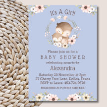 Dusty Blue Floral Es ist eine Girl Owl Babydusche
